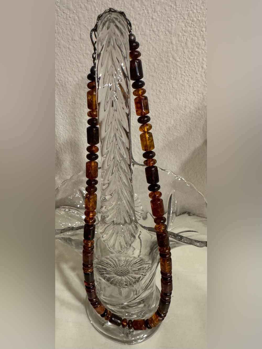 Amber Beaded Necklace - Honey & Dark Brown Tones